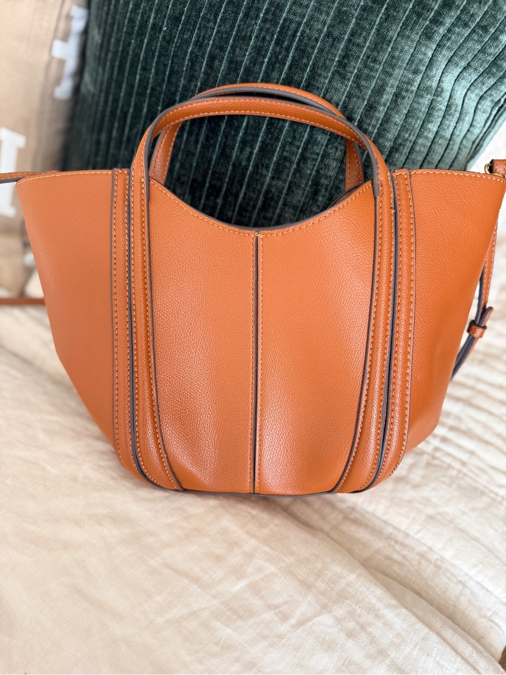 Zara Cognac Brown Structured Crossbody